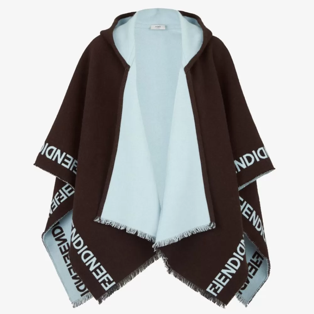 Fendi Schals Und Ponchos<Poncho Aus Wolle In Dunkelbraun Und Hellblau