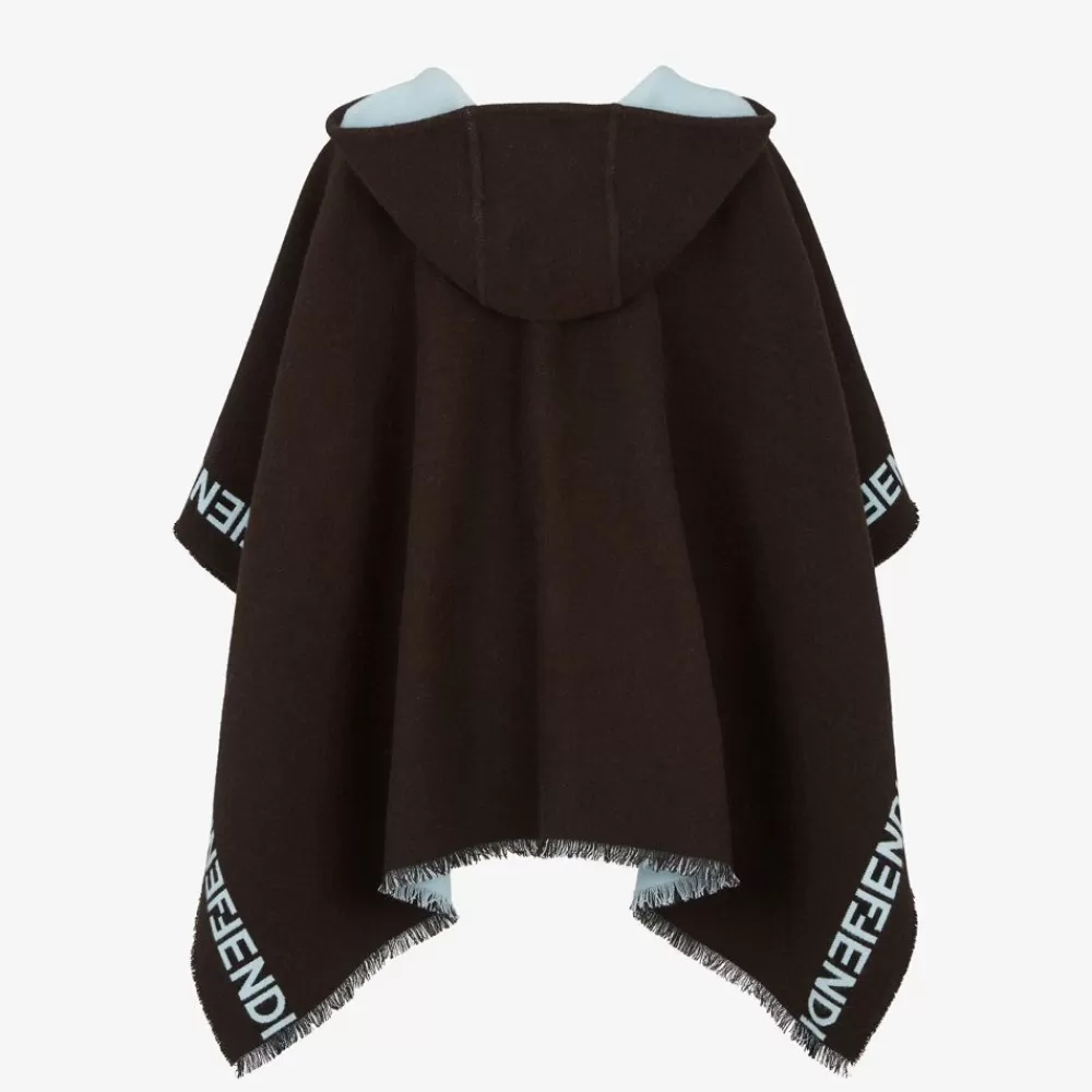 Fendi Schals Und Ponchos<Poncho Aus Wolle In Dunkelbraun Und Hellblau