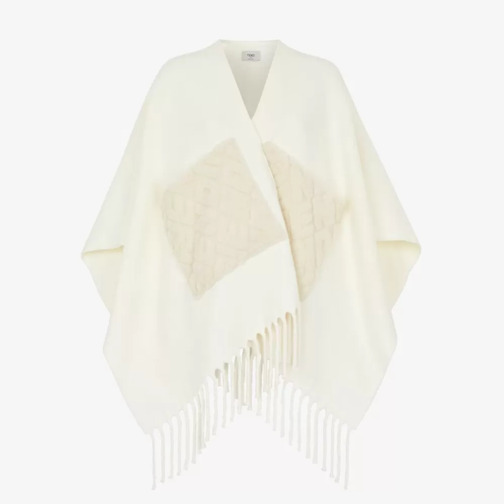 Fendi Schals Und Ponchos<Poncho Aus Wolle In Elfenbeinweis