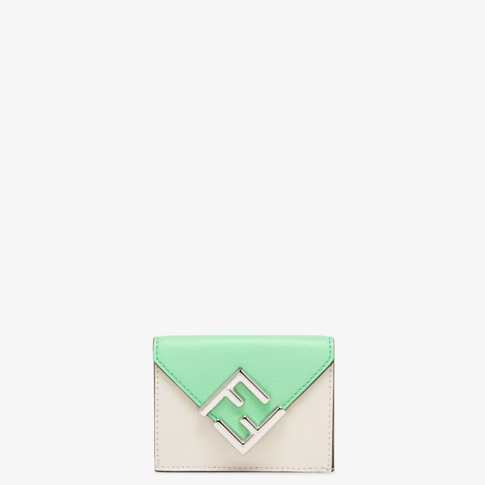 Fendi Portemonnaies<Portefeuille Aus Zweifarbigem Leder In Weis Und Grun