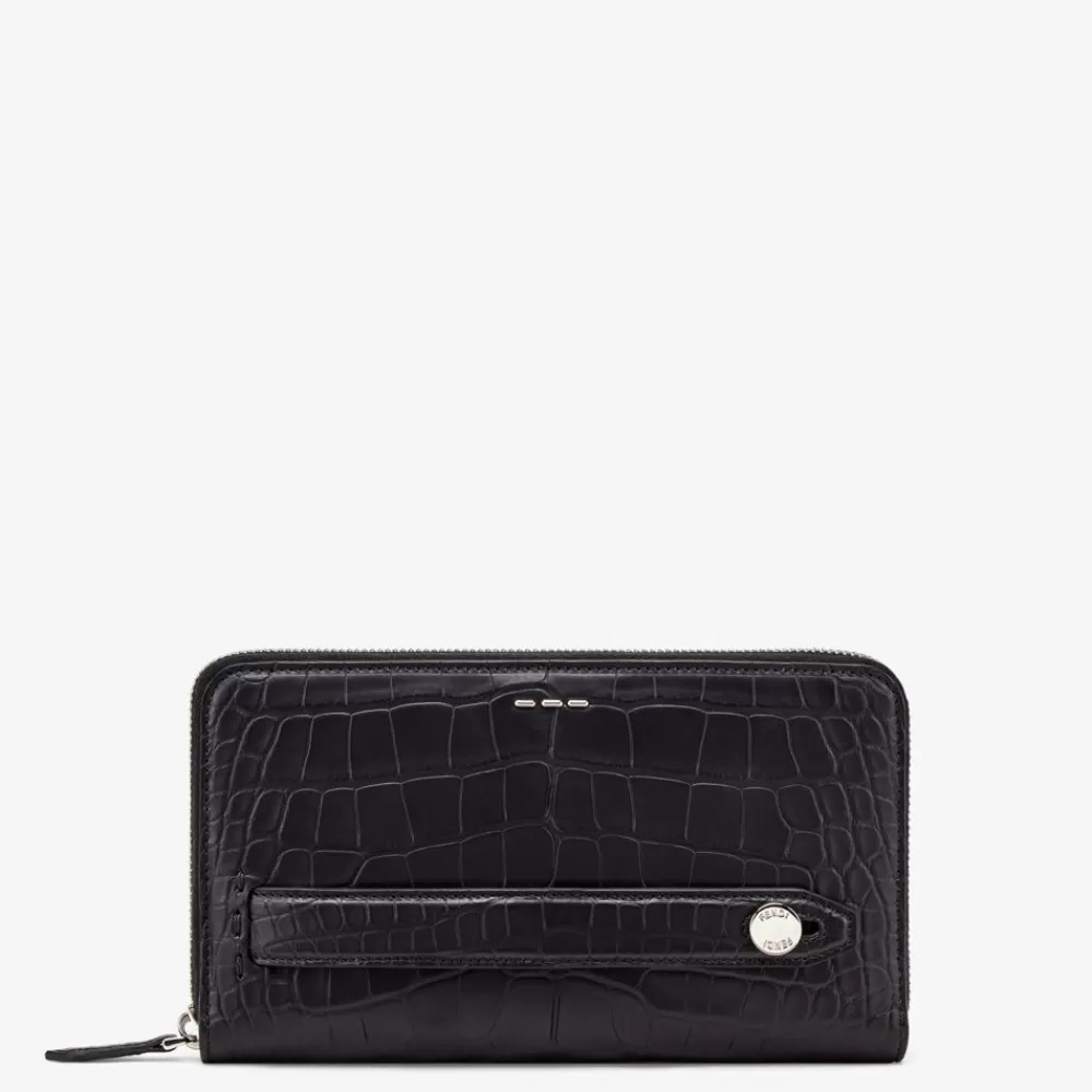 Fendi Portemonnaies<Portemonnaie Aus Alligatorleder In Schwarz