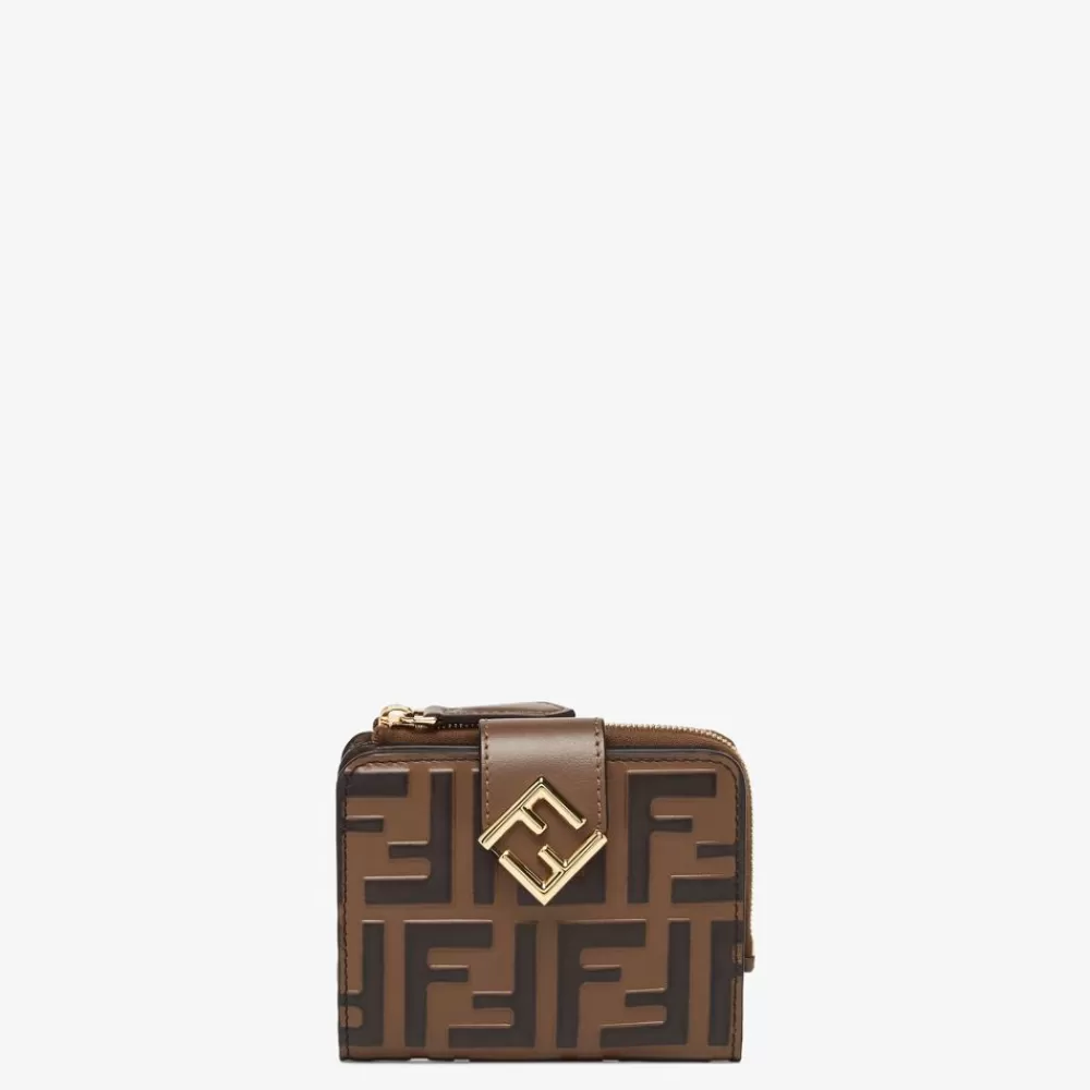 Fendi Portemonnaies<Portemonnaie Aus Leder Mit Ff-Detail Braun Und Schwarz