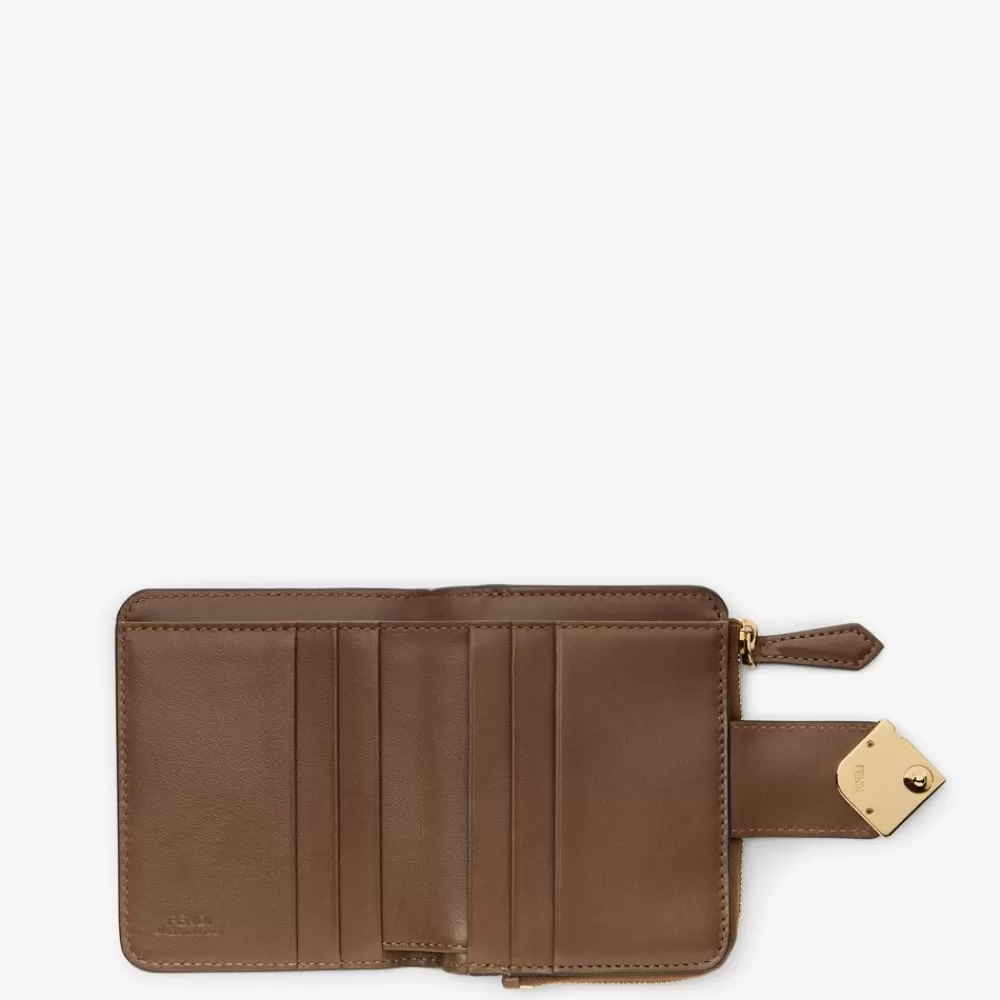 Fendi Portemonnaies<Portemonnaie Aus Leder Mit Ff-Detail Braun Und Schwarz