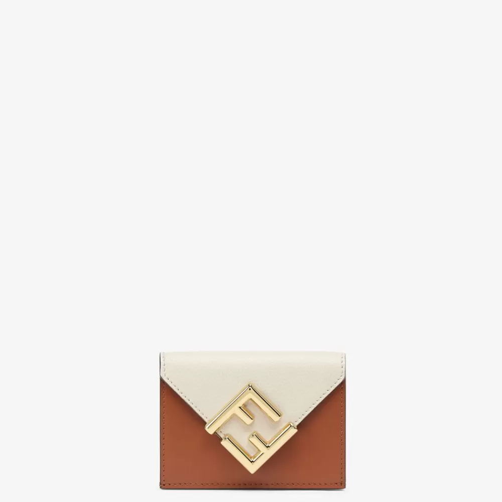 Fendi Portemonnaies<Portemonnaie Aus Zweifarbigem Leder In Braun Und Kamelienweis