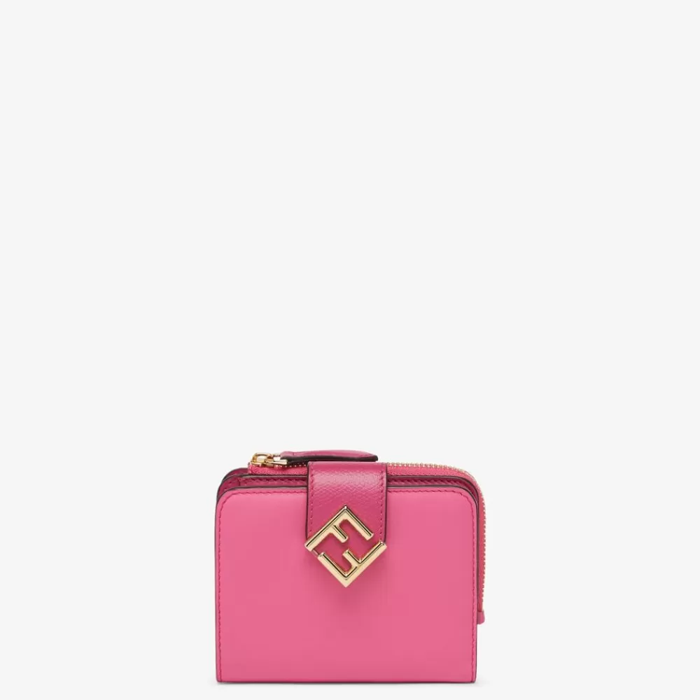 Fendi Portemonnaies Mit Tragekette<Portemonnaie In Bicolor-Optik Aus In Fuchsia Und Dunkelrosa