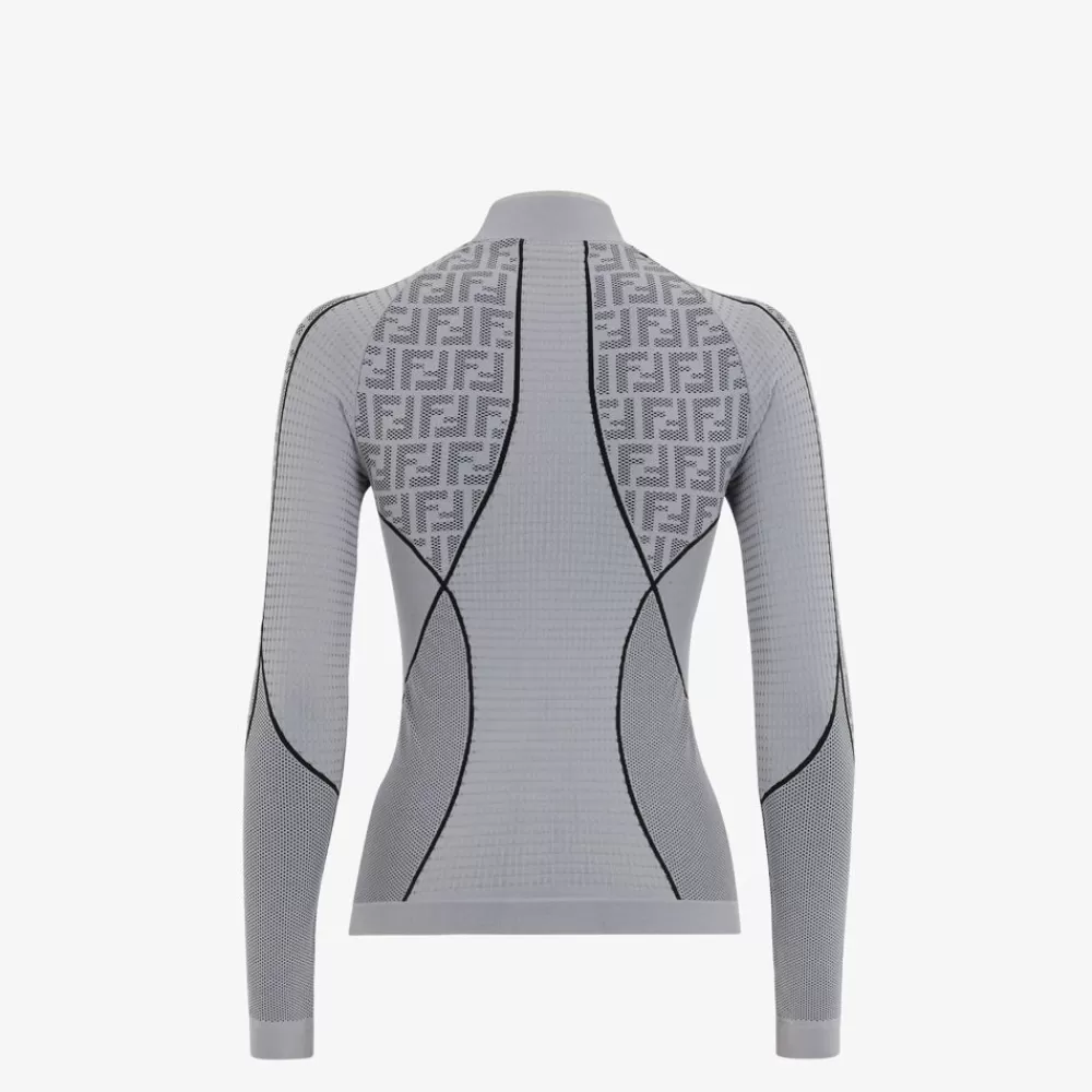 Fendi Skiwear<Pullover Aus Technischem Gewebe Mit Ff-Motiv In Grau