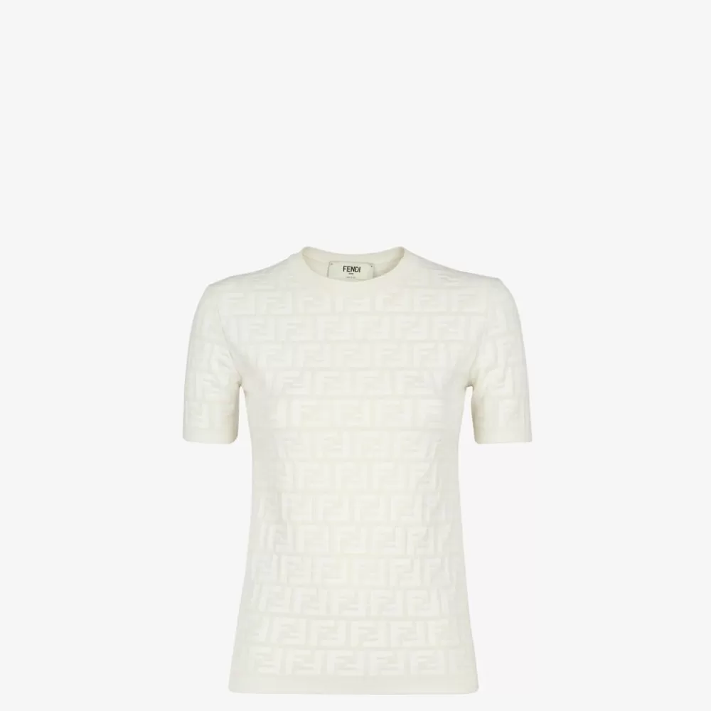 Fendi Strickbekleidung<Pullover Aus Viskose Mit Ff In Weis