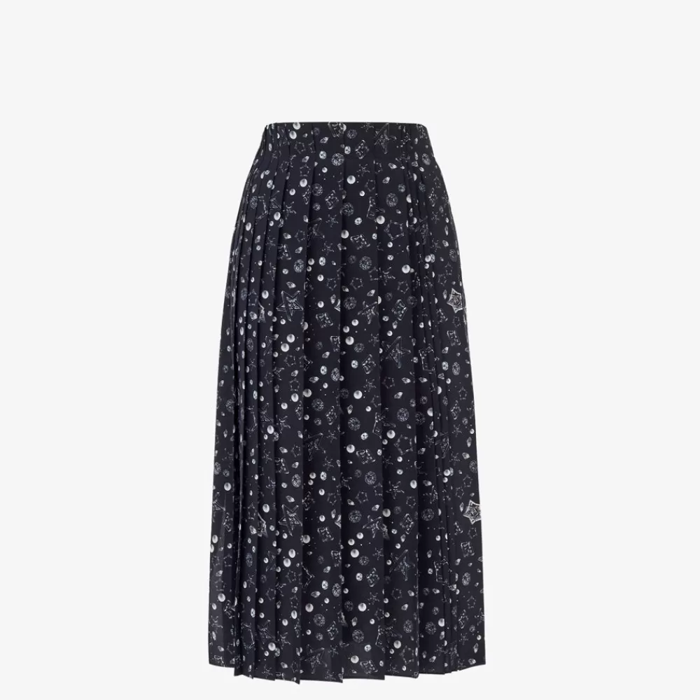Fendi Rocke<Rock Aus Crepe De Chine In Blau