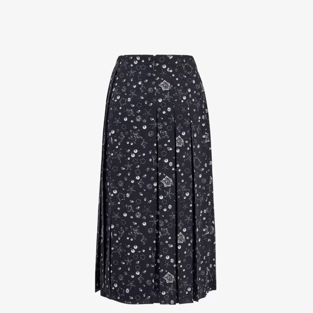 Fendi Rocke<Rock Aus Crepe De Chine In Blau