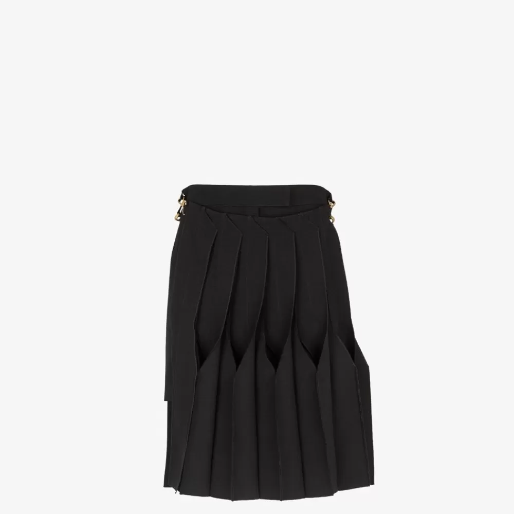 Fendi Rocke<Rock Aus Grain-De-Poudre-Wolle In Schwarz