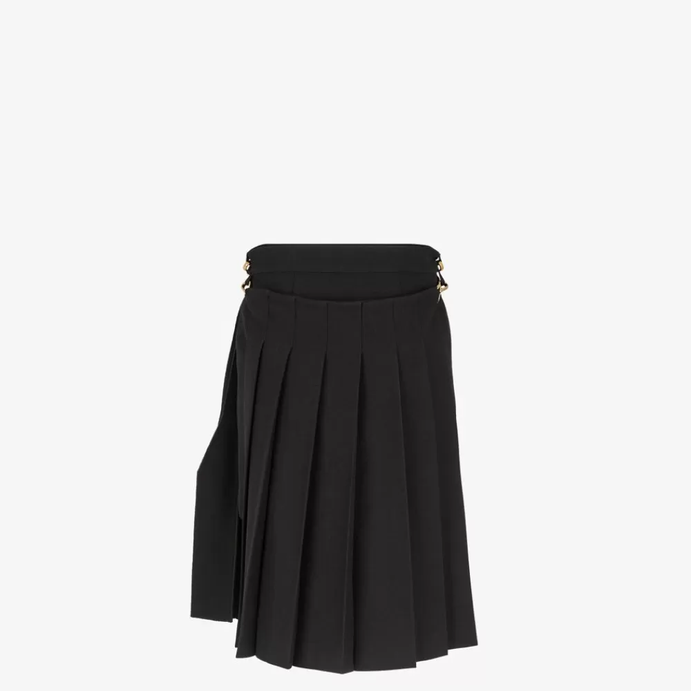 Fendi Rocke<Rock Aus Grain-De-Poudre-Wolle In Schwarz