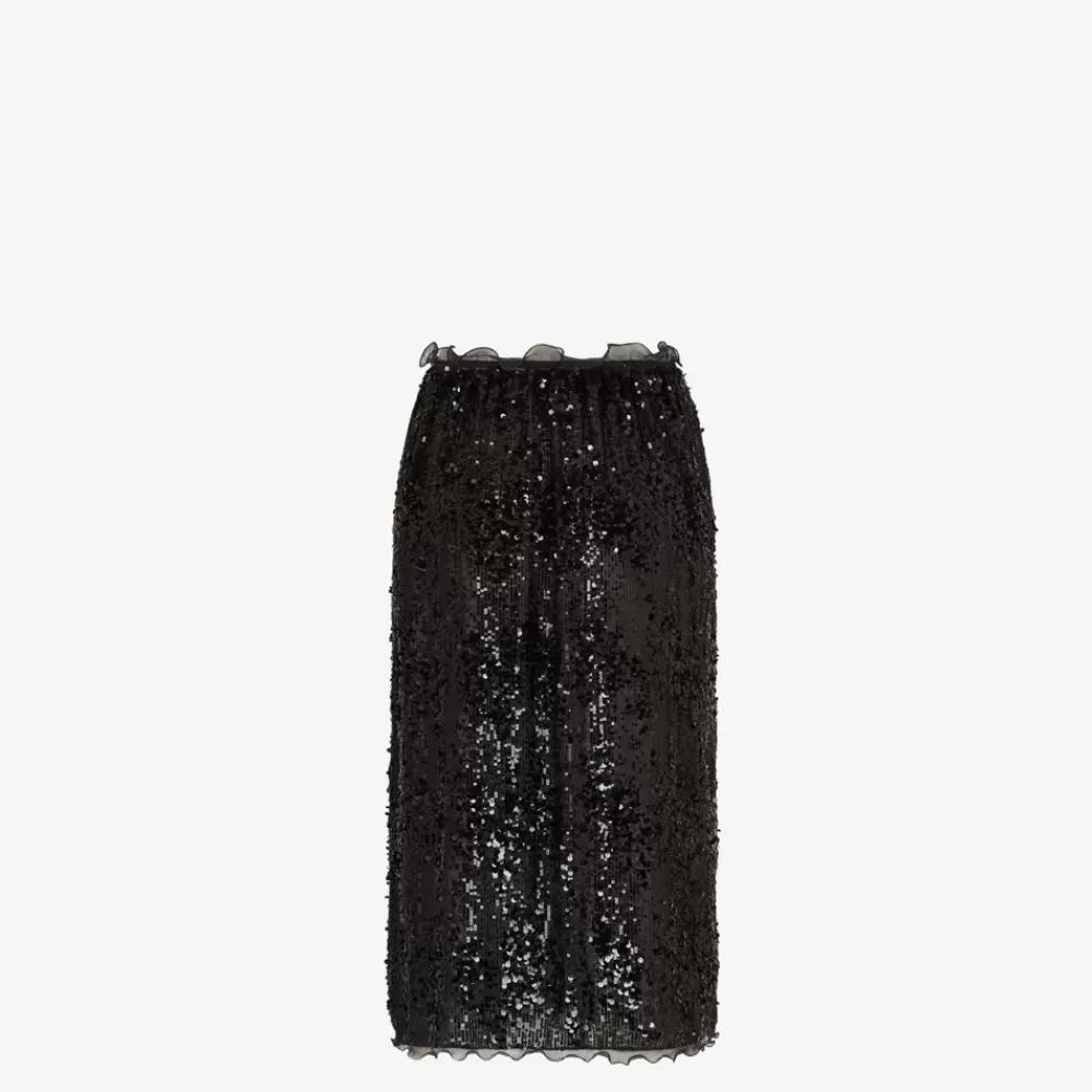 Fendi Rocke<Rock Mit Pailletten-Stickerei In Der Farbe Schwarz