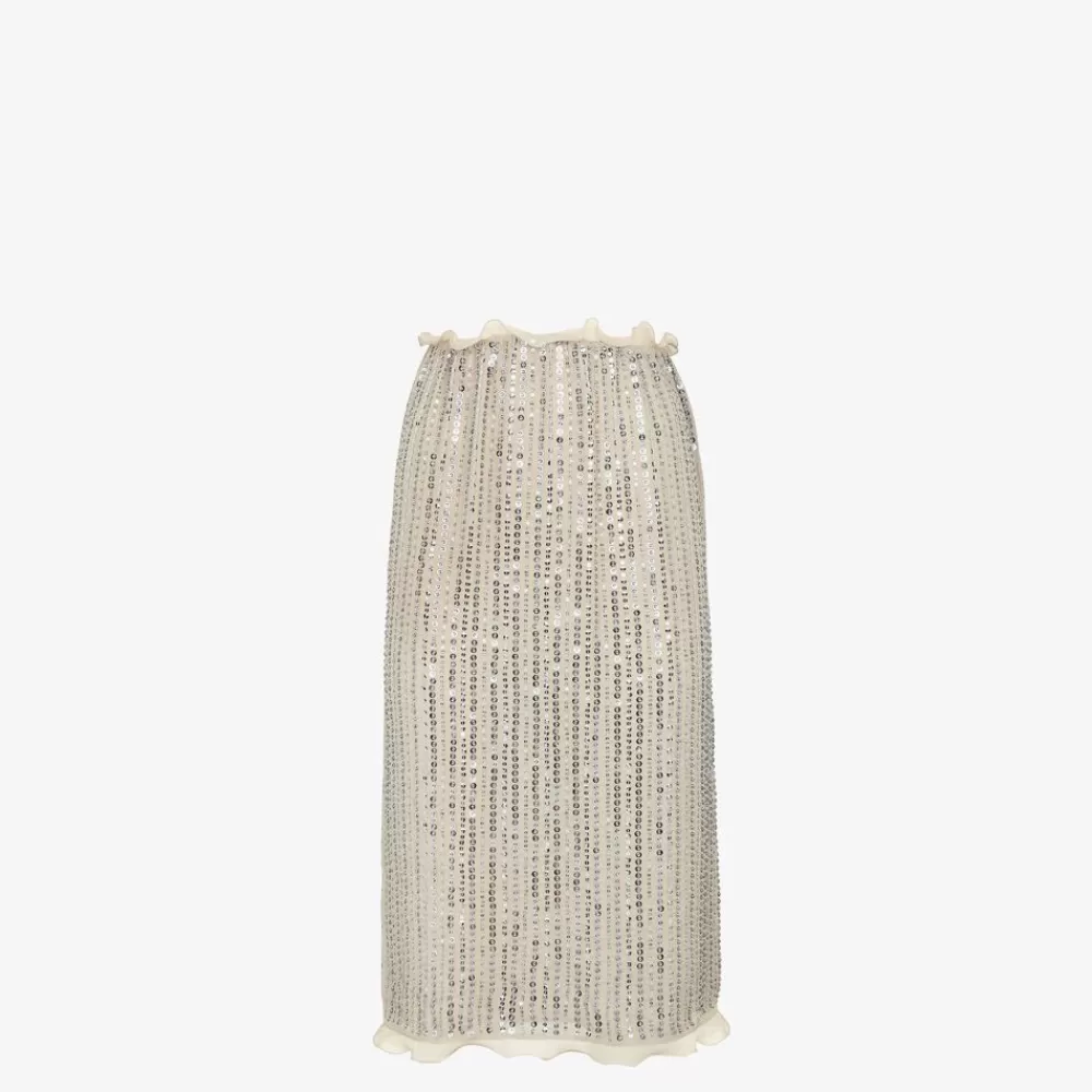 Fendi Rocke<Rock Mit Pailletten-Stickerei In Der Farbe Silber