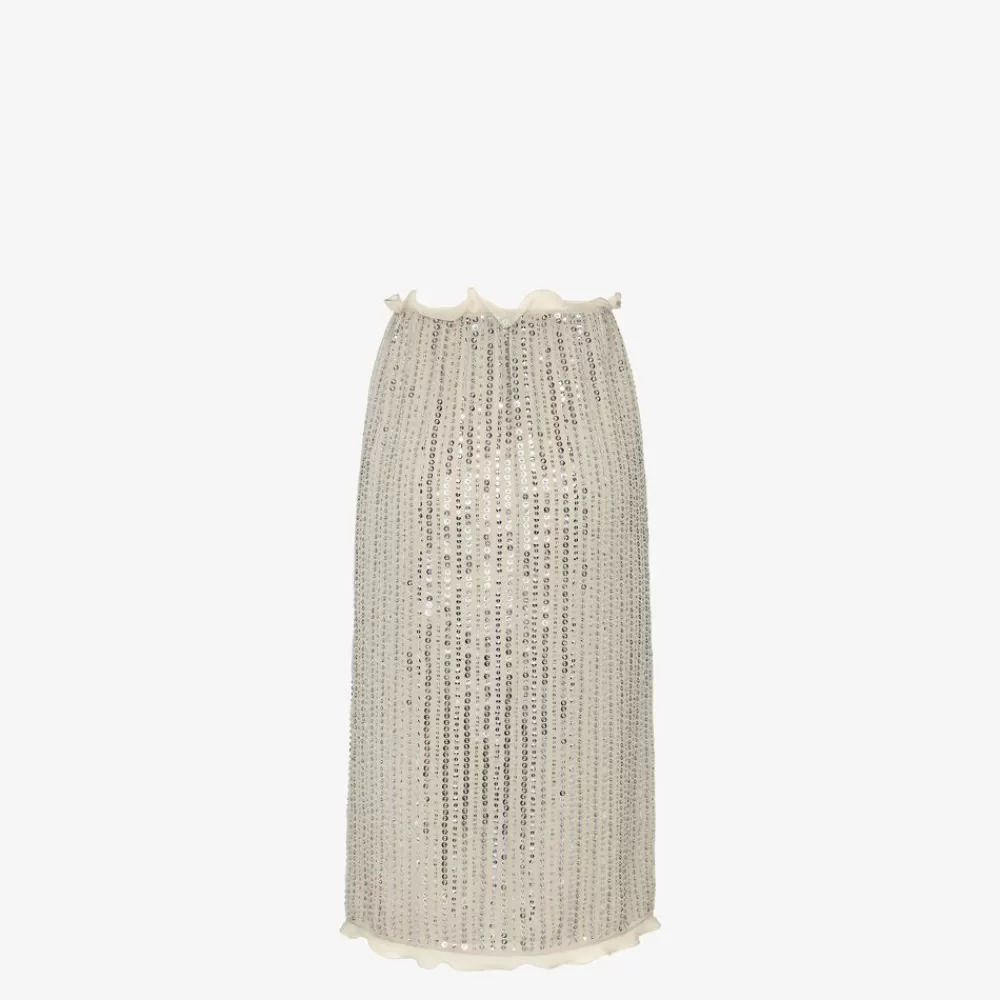 Fendi Rocke<Rock Mit Pailletten-Stickerei In Der Farbe Silber