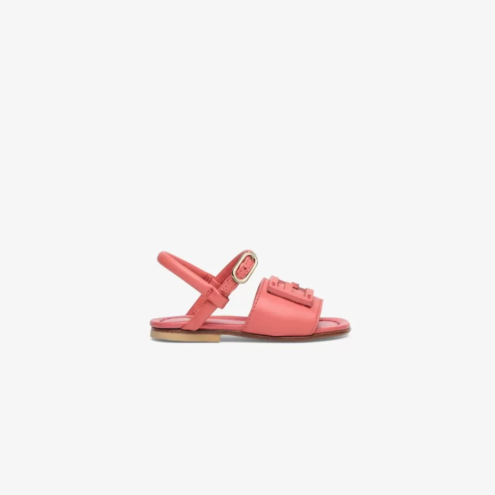 Fendi Schuhe<Sandale Aus Nappaleder In Korallfarben Fur Die Ersten Gehversuche Mit Logo