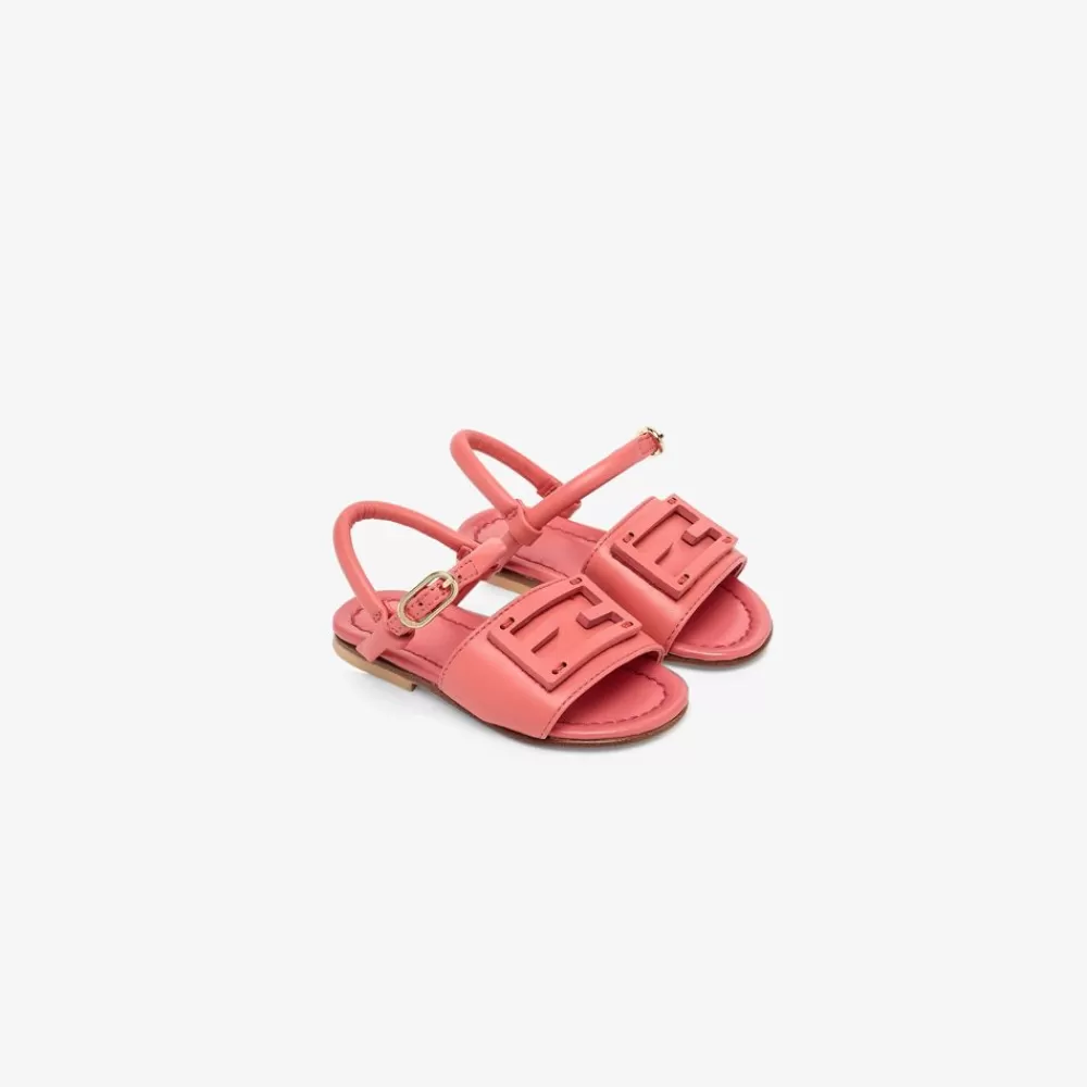 Fendi Schuhe<Sandale Aus Nappaleder In Korallfarben Fur Die Ersten Gehversuche Mit Logo