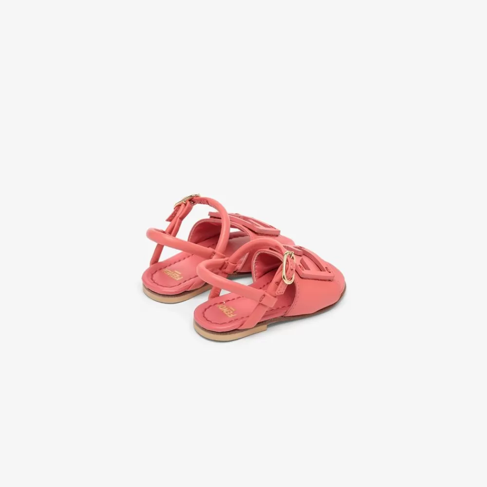 Fendi Schuhe<Sandale Aus Nappaleder In Korallfarben Fur Die Ersten Gehversuche Mit Logo