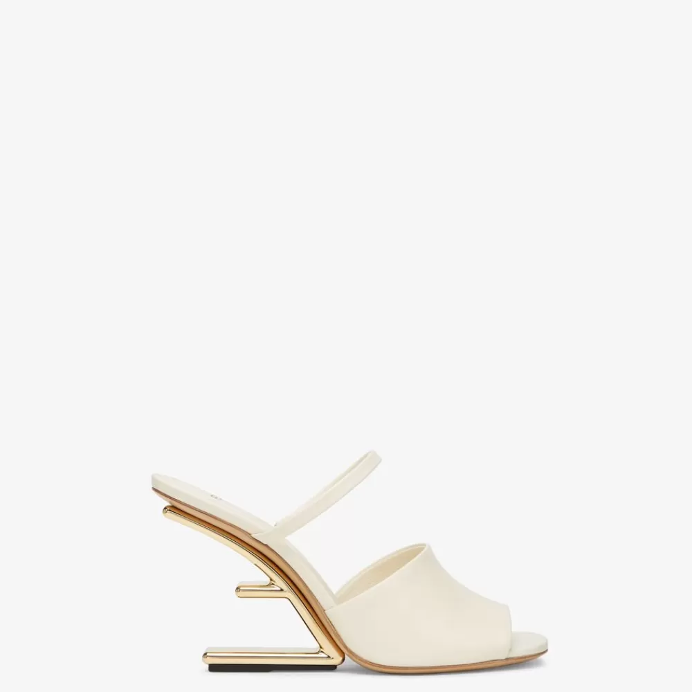 Fendi Pantoletten Und Sandalen<Sandale Mit Hohem Absatz Aus Leder In Weis