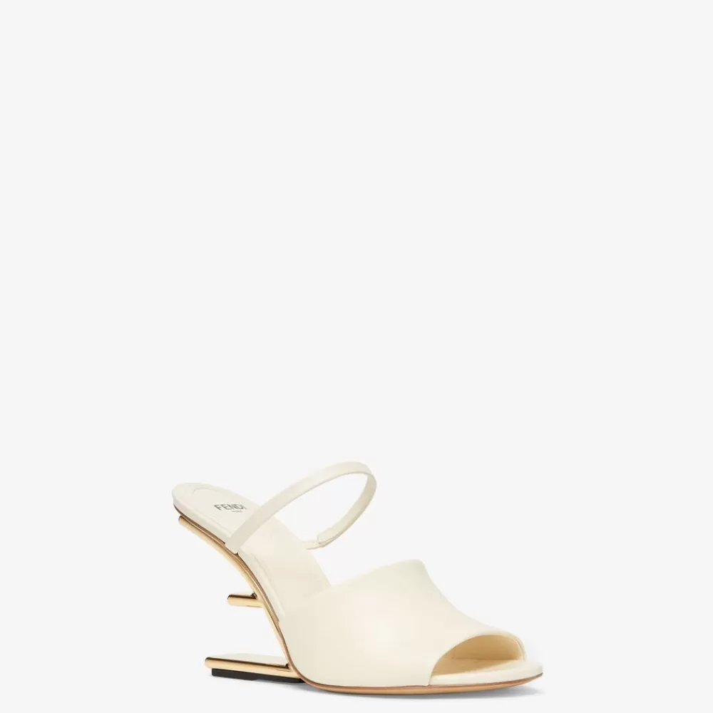 Fendi Pantoletten Und Sandalen<Sandale Mit Hohem Absatz Aus Leder In Weis