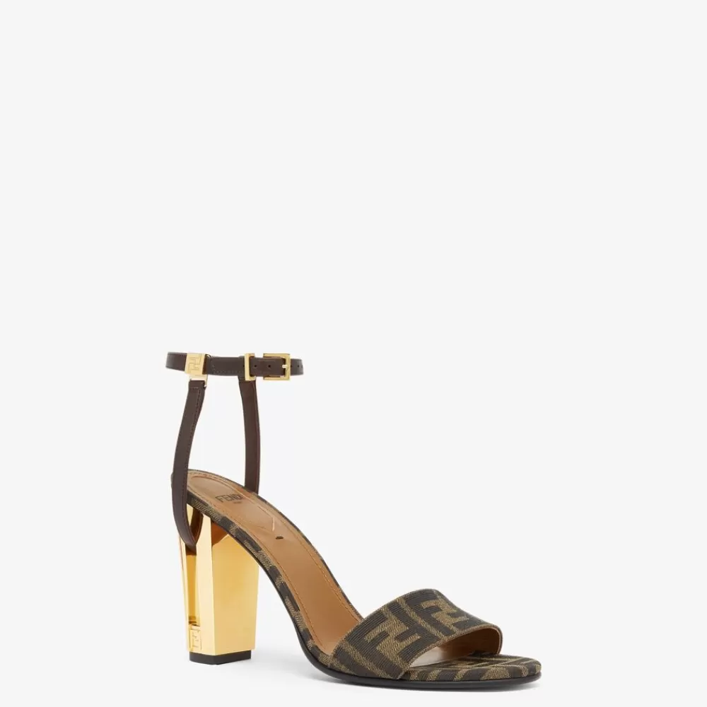 Fendi Pantoletten Und Sandalen<Sandalen Mit Hohem Absatz Aus Stoff In Braun