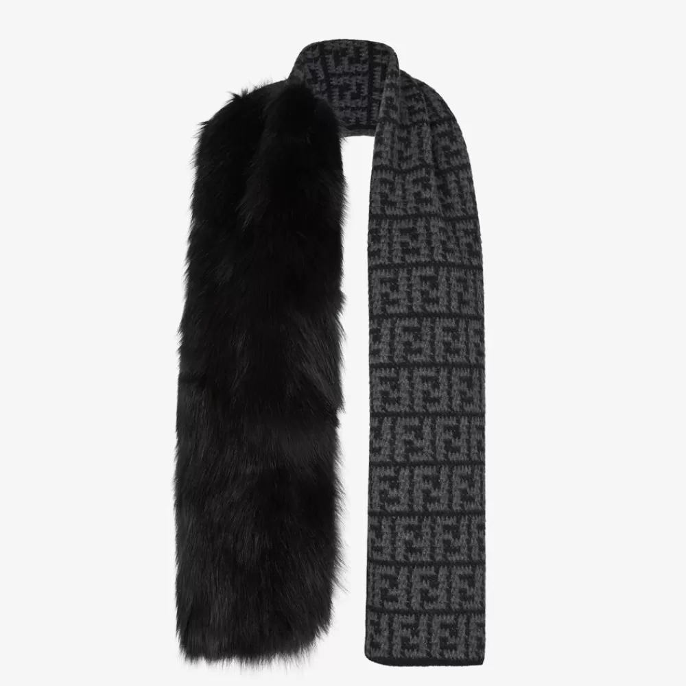 Fendi Schals Und Ponchos<Schal Aus Nerzpelz Und Wolle In Schwarz