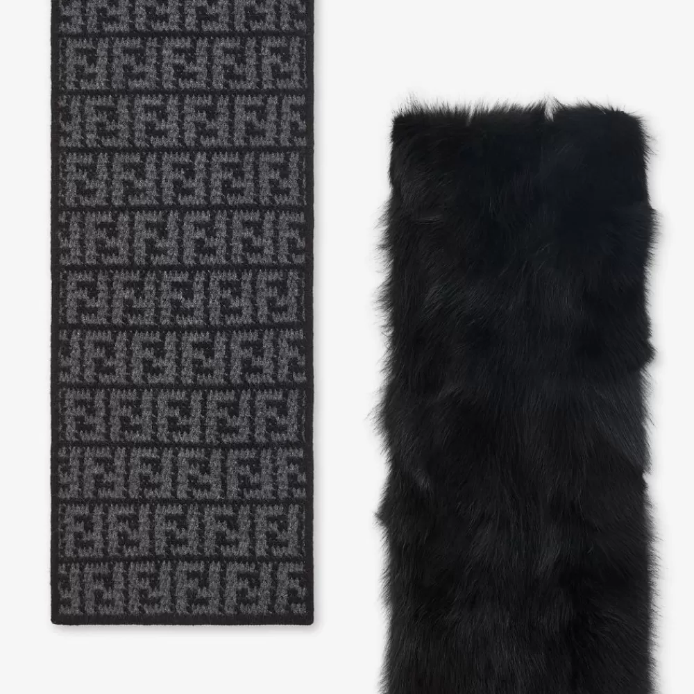 Fendi Schals Und Ponchos<Schal Aus Nerzpelz Und Wolle In Schwarz