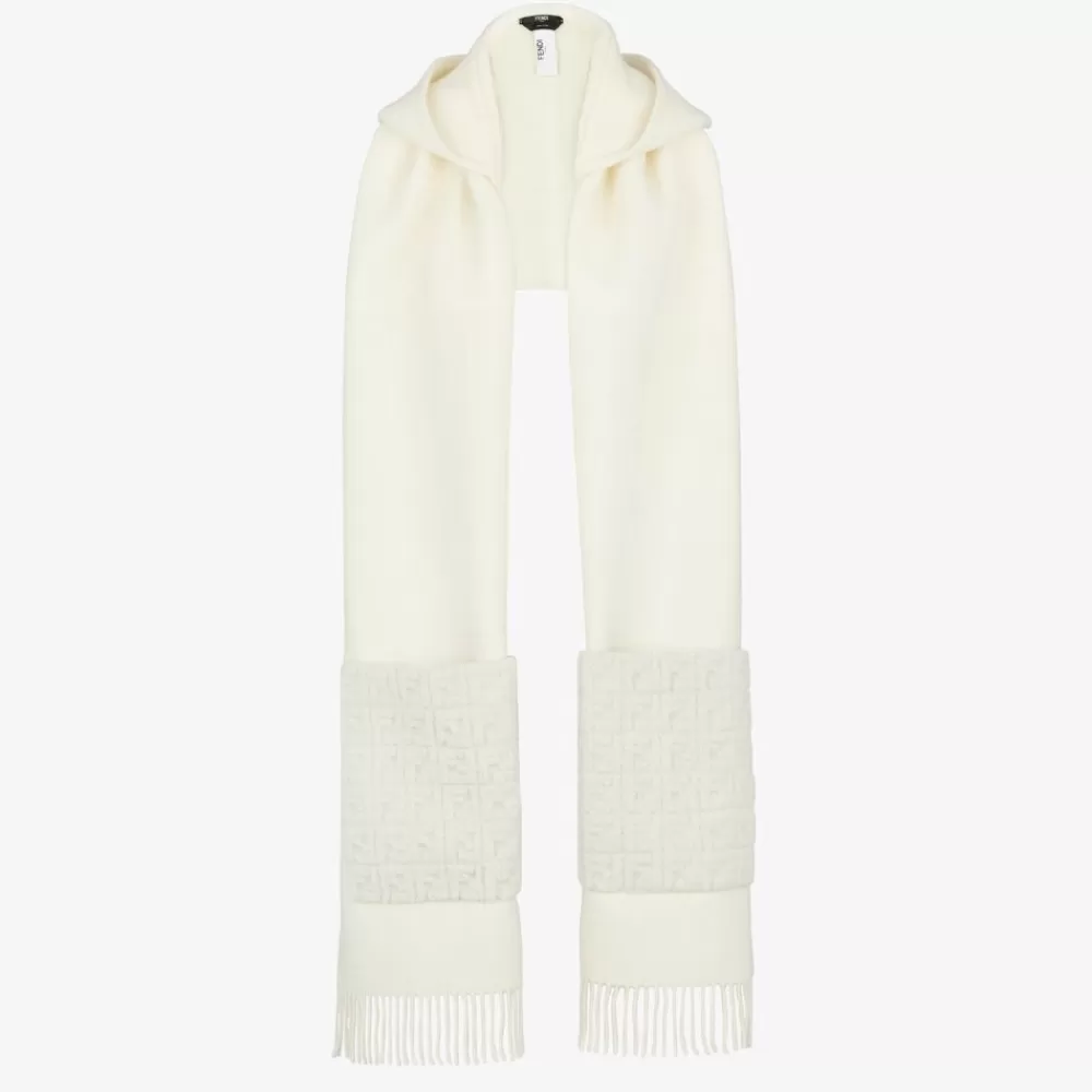 Fendi Schals Und Ponchos<Schal Aus Wolle Und Kaschmir In Elfenbeinweis