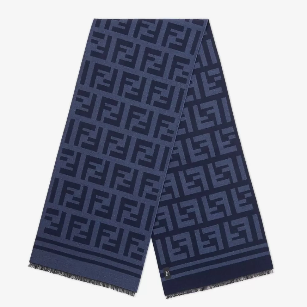 Fendi Schals<Schal Aus Wolle Und Seide In Blau
