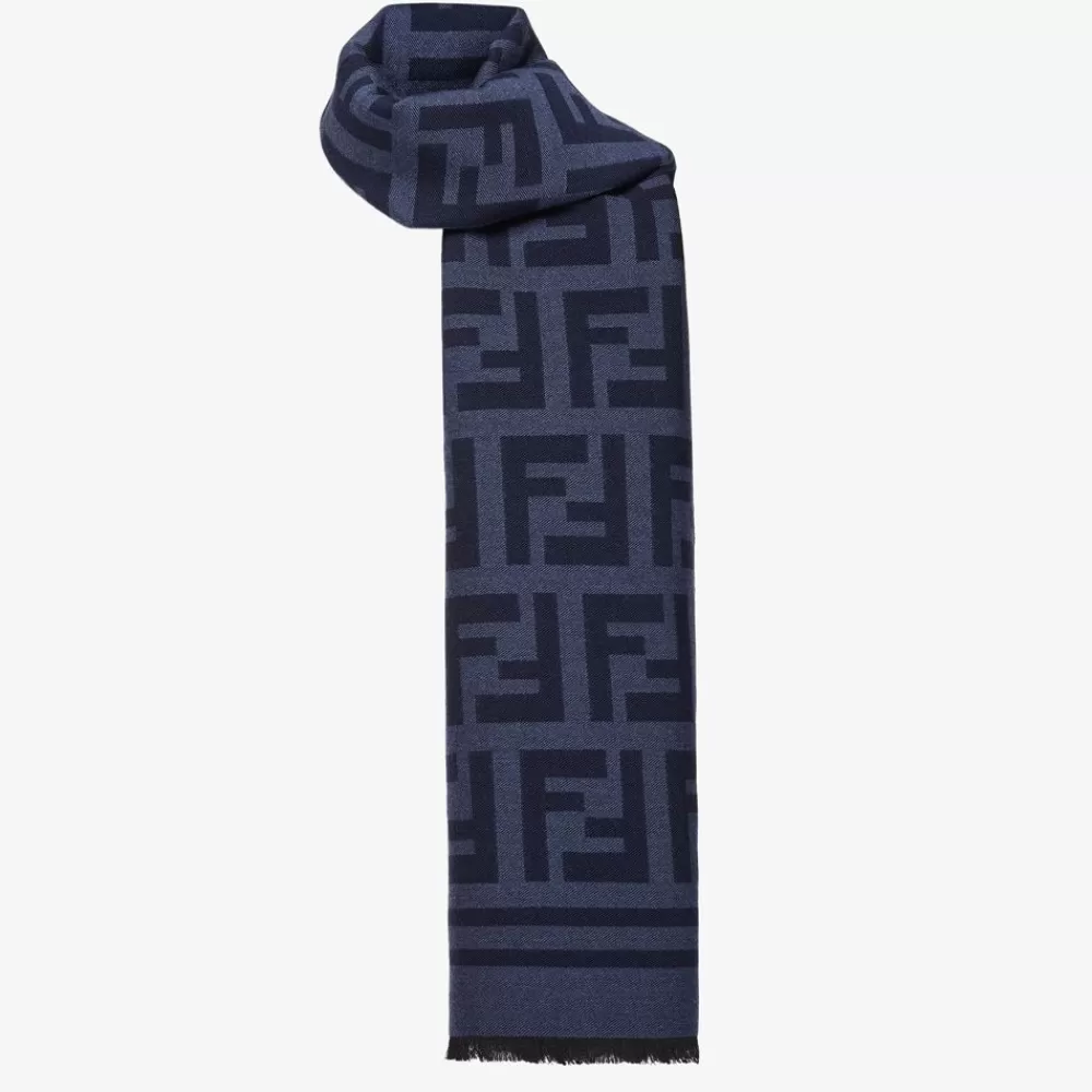 Fendi Schals<Schal Aus Wolle Und Seide In Blau