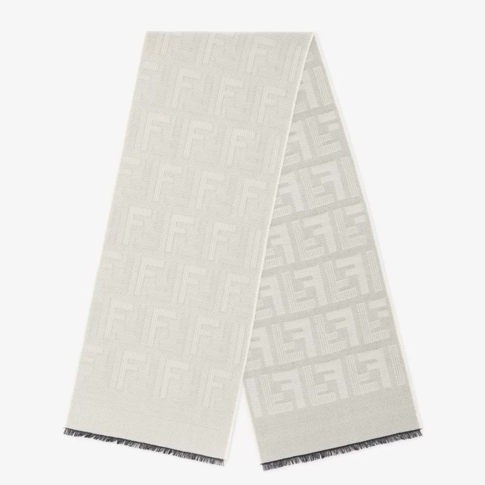 Fendi Schals<Schal Aus Wolle Und Seide In Taubengrau