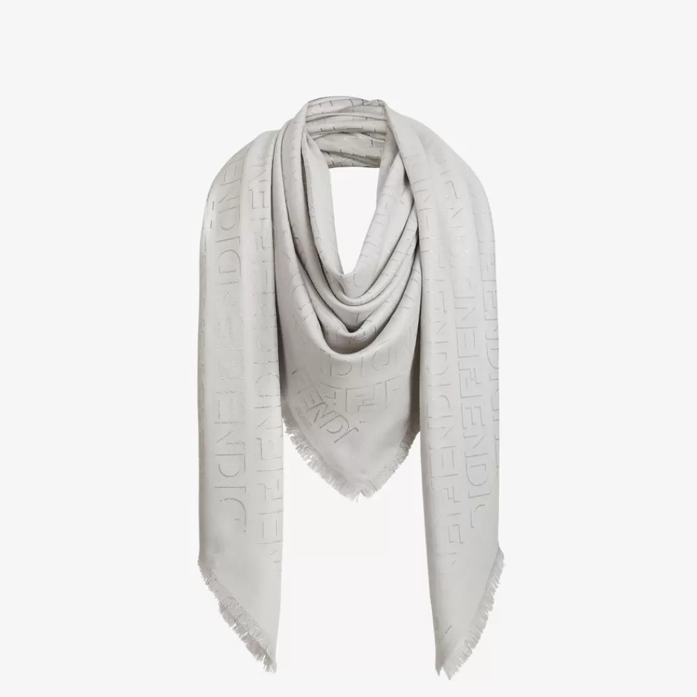 Fendi Schals Und Ponchos<Schultertuch Aus Seide Und Wolle In Grau