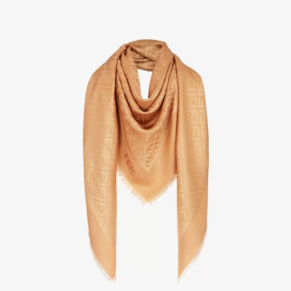 Fendi Schals Und Ponchos<Schultertuch Aus Seide Und Wolle In Karamellfarbe