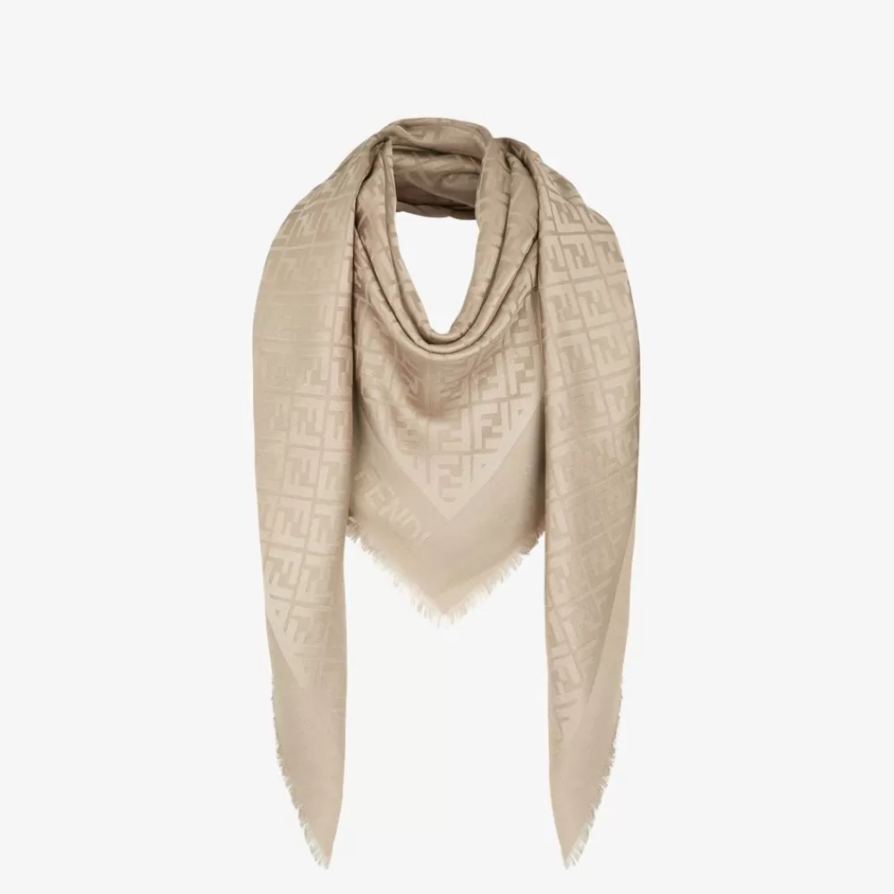 Fendi Schals Und Ponchos<Schultertuch Aus Seide Und Wolle In Taupe