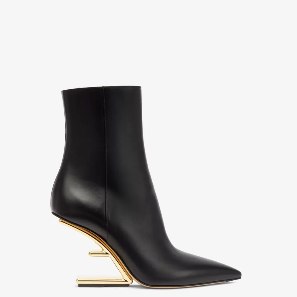 Fendi Stiefel Und Stiefeletten<Schwarze Lederstiefelette Mit Hohem Absatz