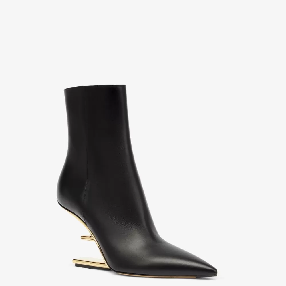 Fendi Stiefel Und Stiefeletten<Schwarze Lederstiefelette Mit Hohem Absatz