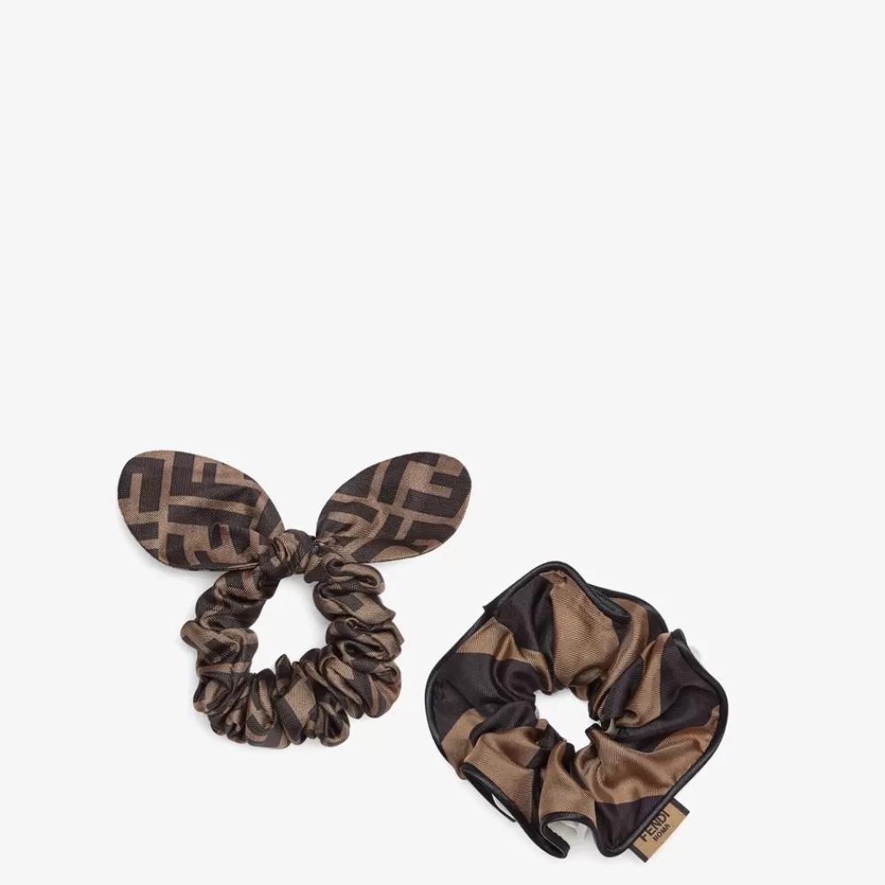Fendi Haar-Accessoires<Set Aus Zwei Gummibandern Aus Brauner Seide