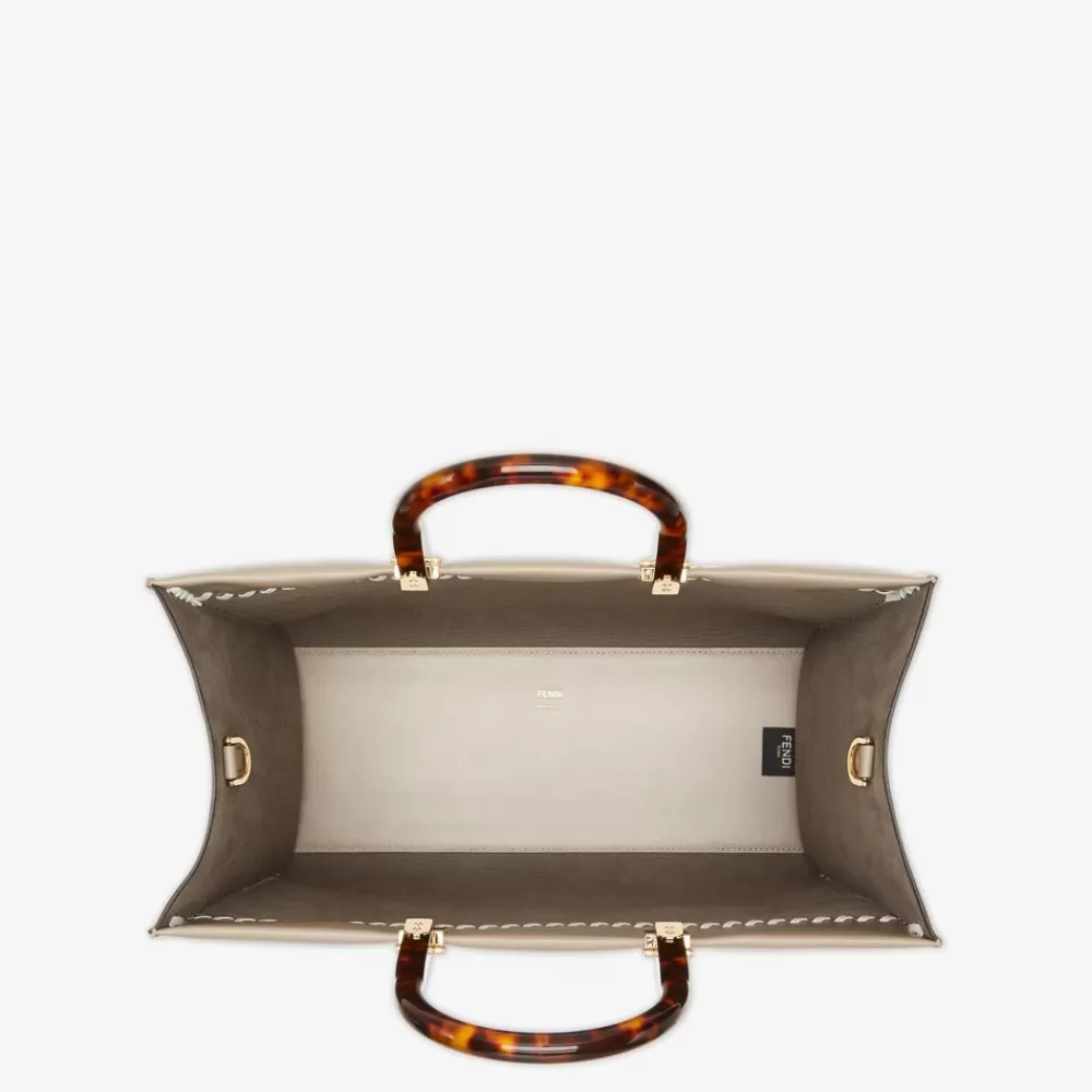 Fendi Shopper-Taschen<Shopper Aus Leder In Taubengrau Mit Kontrastierenden Ziernahten
