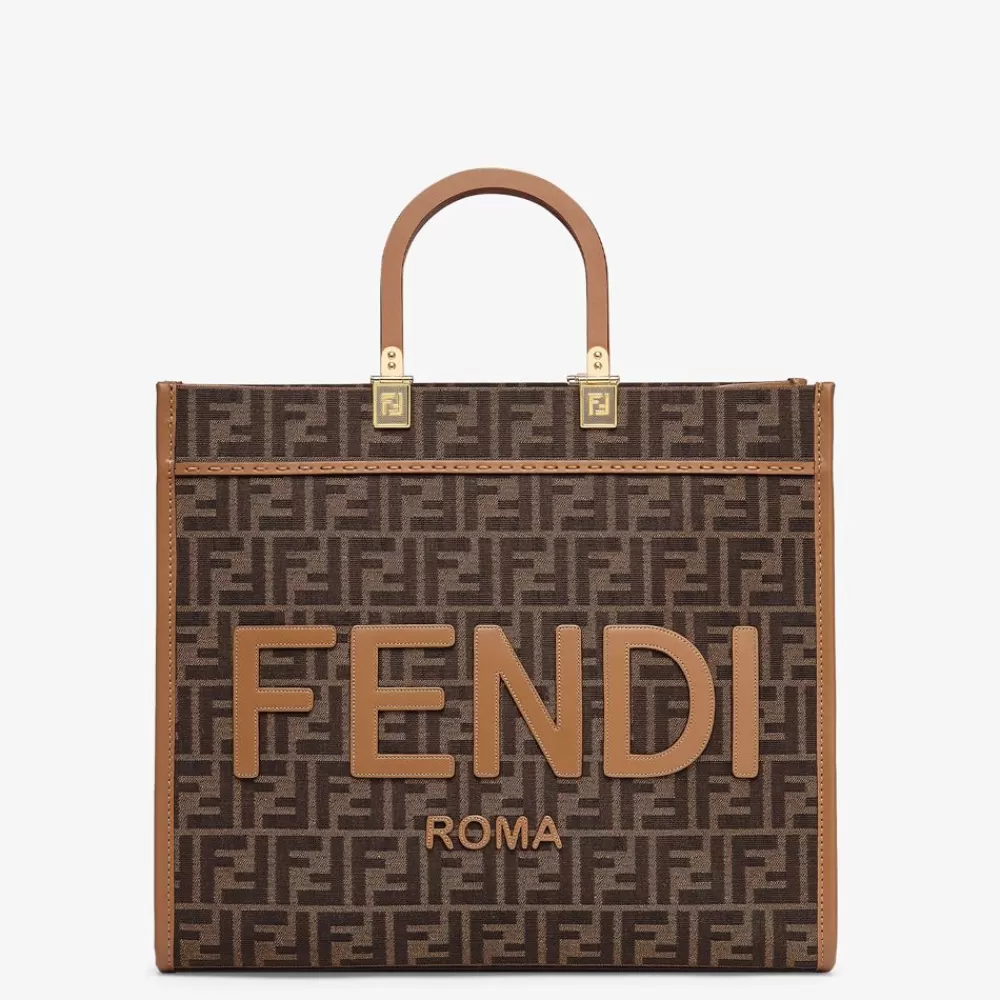 Fendi Timeless<Shopper Tasche Aus Jacquardstoff Mit Ff-Signatur In Braun
