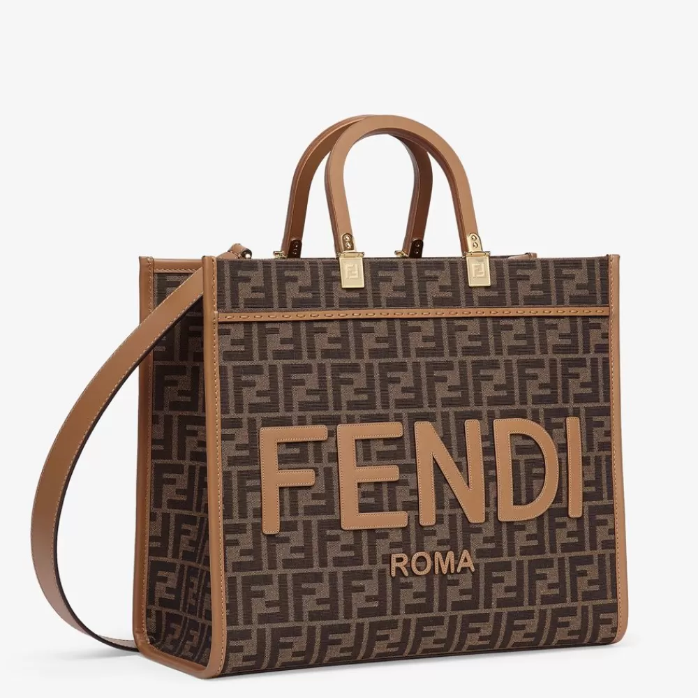 Fendi Timeless<Shopper Tasche Aus Jacquardstoff Mit Ff-Signatur In Braun