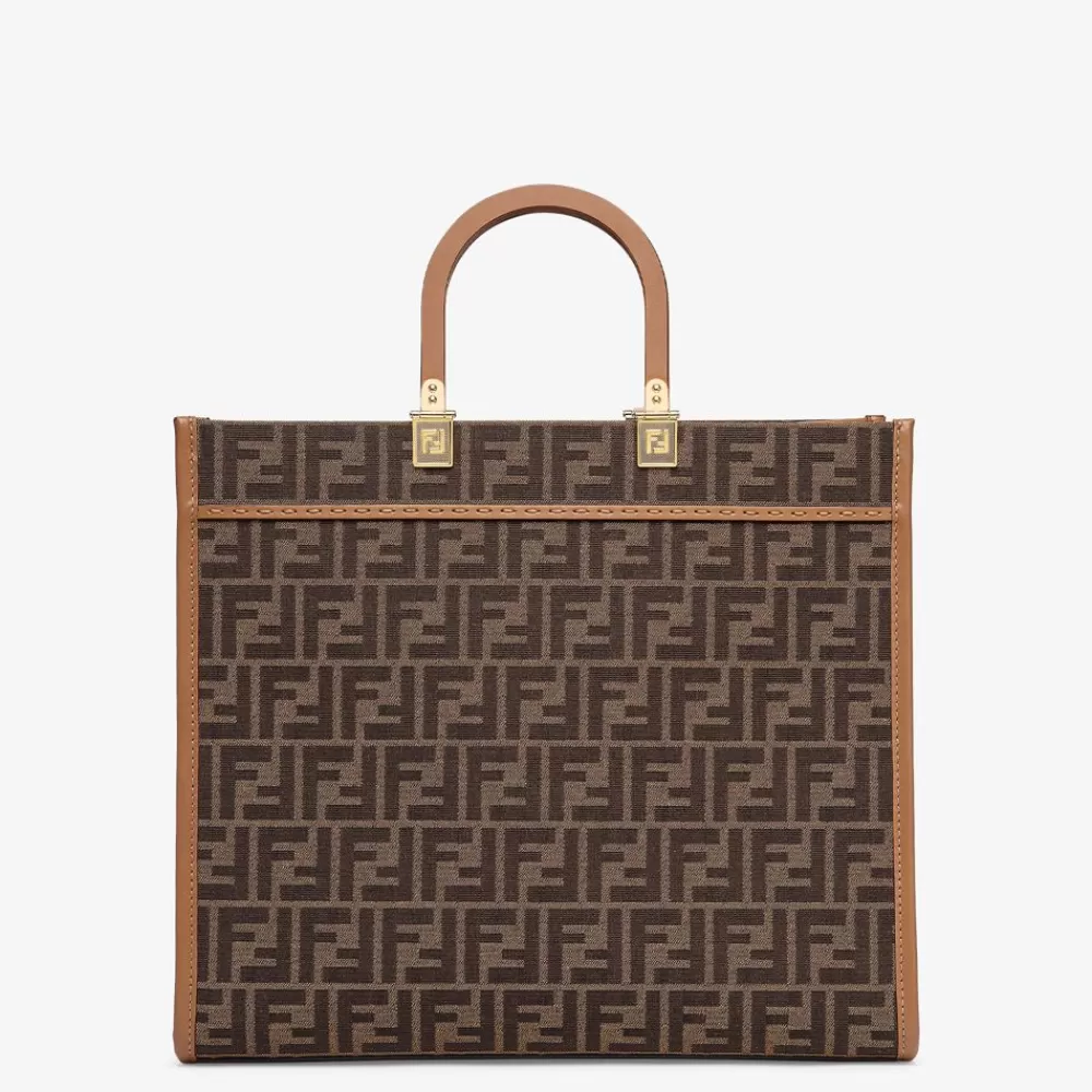Fendi Timeless<Shopper Tasche Aus Jacquardstoff Mit Ff-Signatur In Braun
