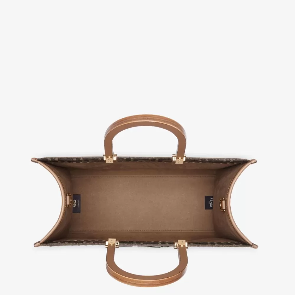 Fendi Timeless<Shopper Tasche Aus Jacquardstoff Mit Ff-Signatur In Braun