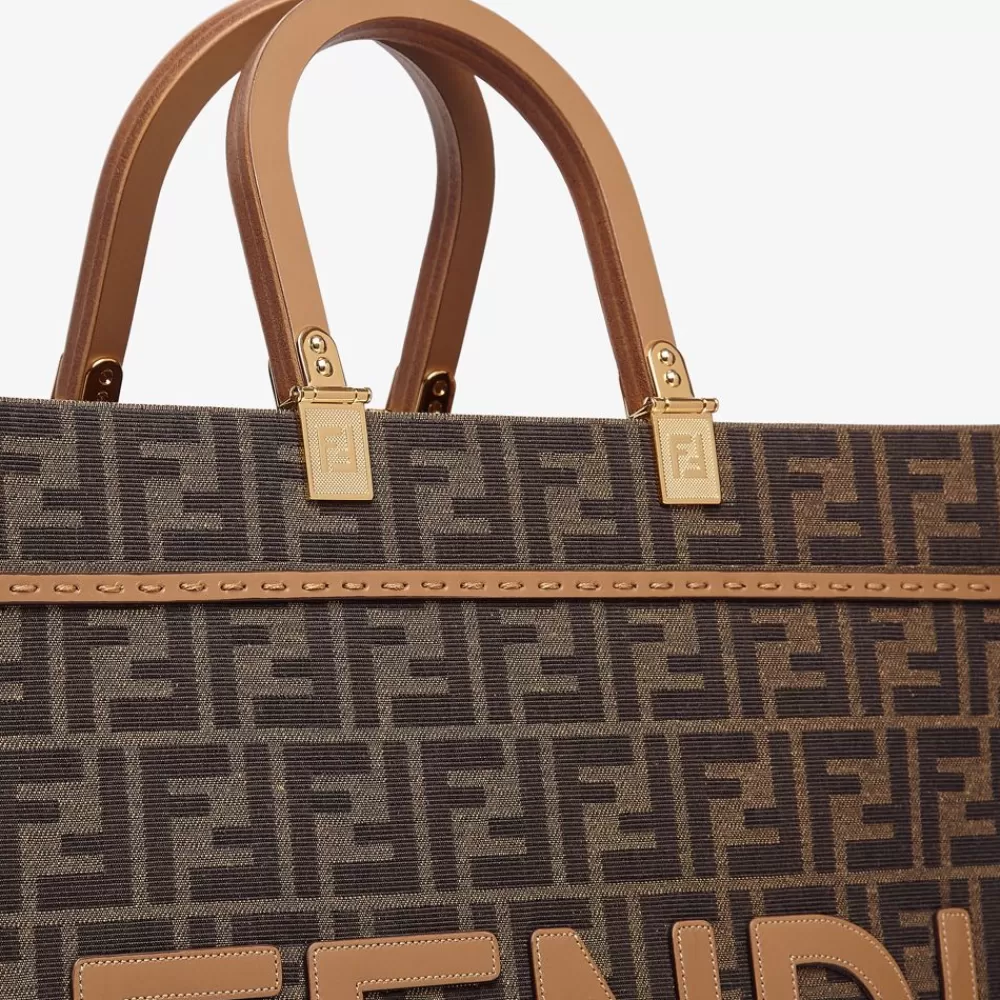 Fendi Timeless<Shopper Tasche Aus Jacquardstoff Mit Ff-Signatur In Braun