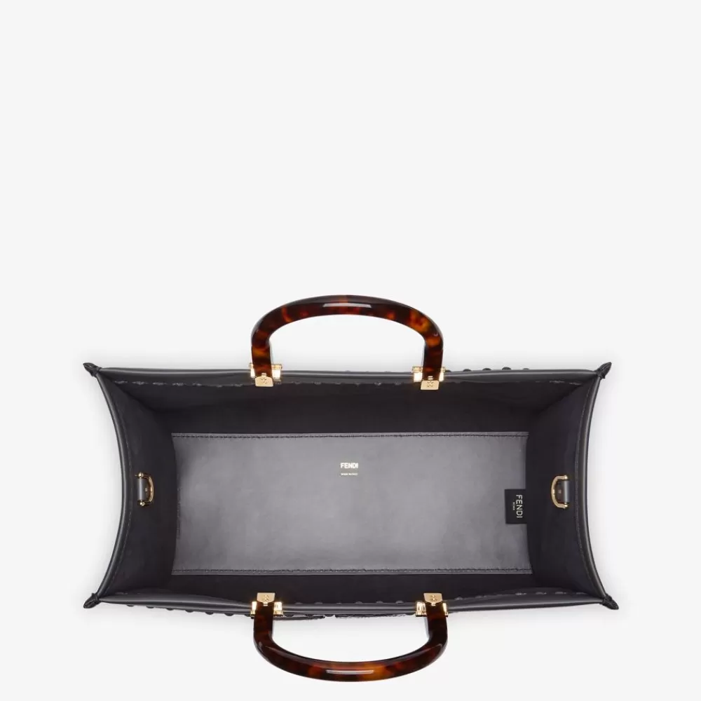Fendi Shopper-Taschen<Shopper Tasche Aus Leder In Dunkelgrau Und Elaphe