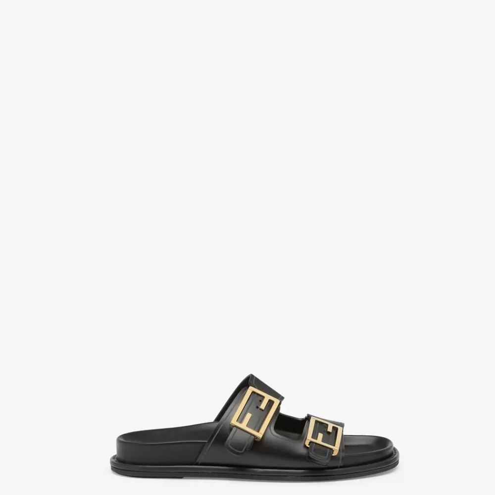 Fendi Pantoletten Und Sandalen<Slide Aus Leder In Schwarz