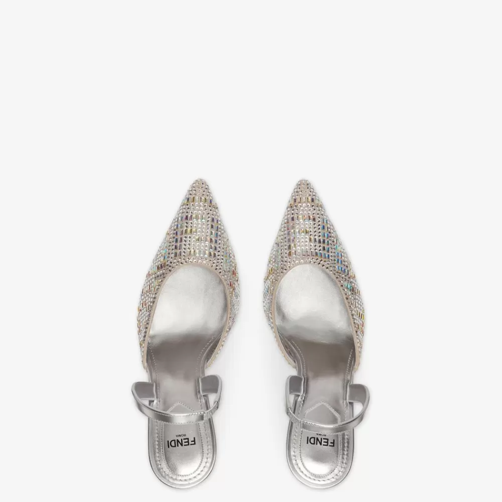Fendi Pumps Und Slingbacks<Slingback Mit Hohem Absatz Aus Strass In Silberfarben