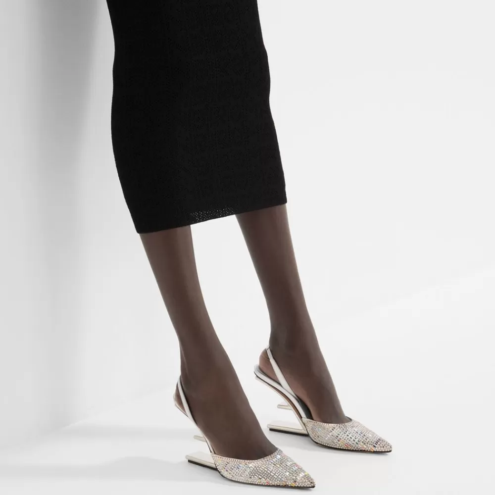 Fendi Pumps Und Slingbacks<Slingback Mit Hohem Absatz Aus Strass In Silberfarben