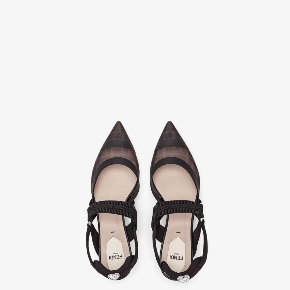 Fendi Pumps Und Slingbacks<Slingback Mit Mittlerem Absatz Aus Netz Und Leder In Schwarz