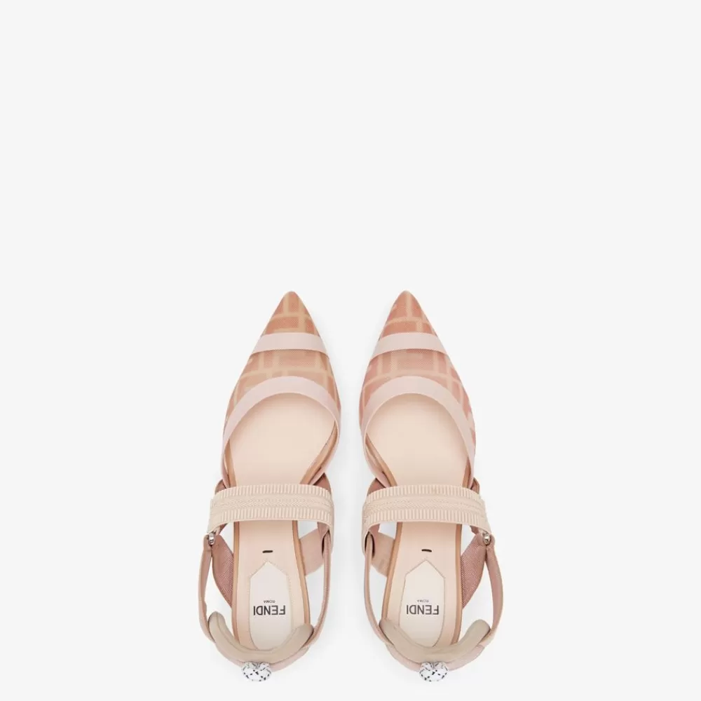 Fendi Pumps Und Slingbacks<Slingbacks Aus Unbehandeltem Leder Undmesh In Rosa Mit Mittelhohem Absatz