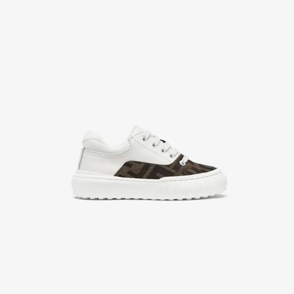 Fendi Schuhe<Sneaker Erste Schritte Aus Leder In Weis Und Stoff Ff-Logo