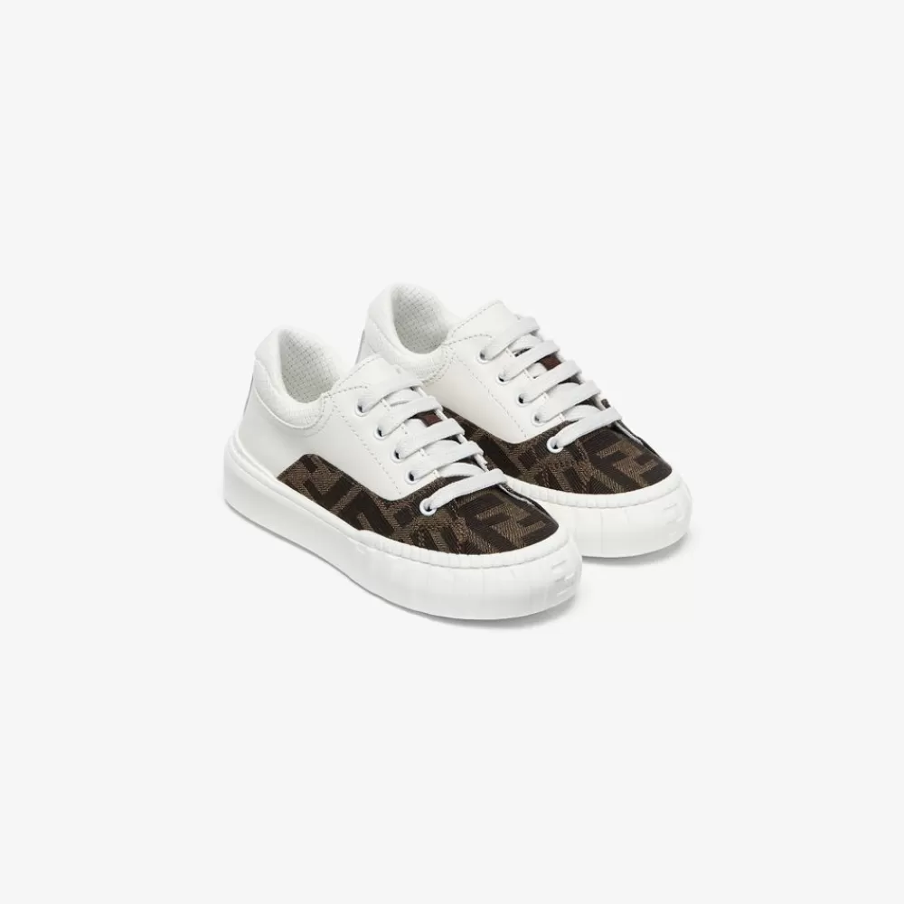 Fendi Schuhe<Sneaker Erste Schritte Aus Leder In Weis Und Stoff Ff-Logo